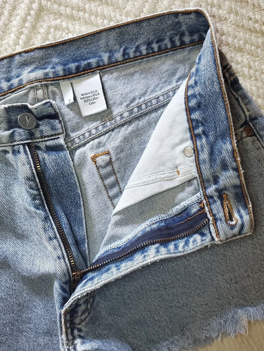 Vintage Frayed Denim Calvin Klein Cut Off Jean Shorts 100% Cotton Size 7